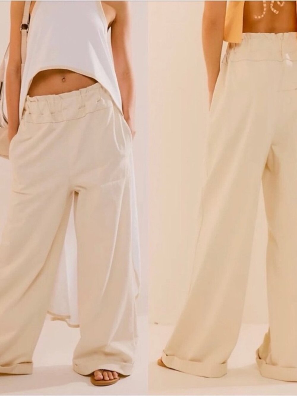 NWOT Free People Beach Palma Pants Cream size- MEDIUM w/ FLAW